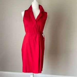 Vintage Little red dress Shackelford New York Sz 4 wrap dress w tie 100% cotton